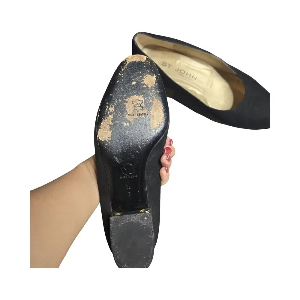 St.John‎ Vintage Womens Black Suede Shoes Pumps Made In Italy Size: 7.5